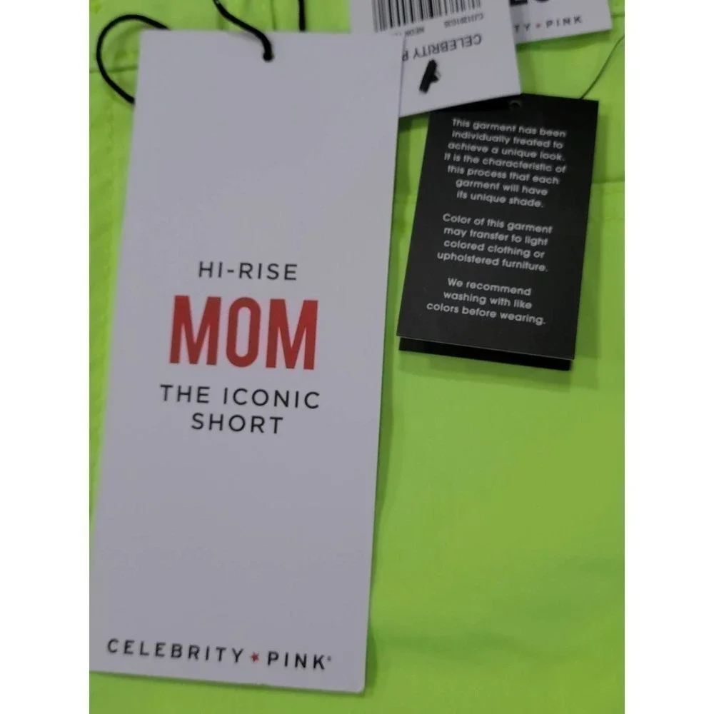 Celebrity Pink High Rise Mom Shorts Neon Yellow Size 3 26 NWT